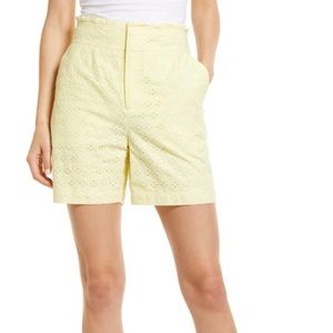 Scotch & Soda Women High Waist Organic Cotton eyelet short, yellow, size S